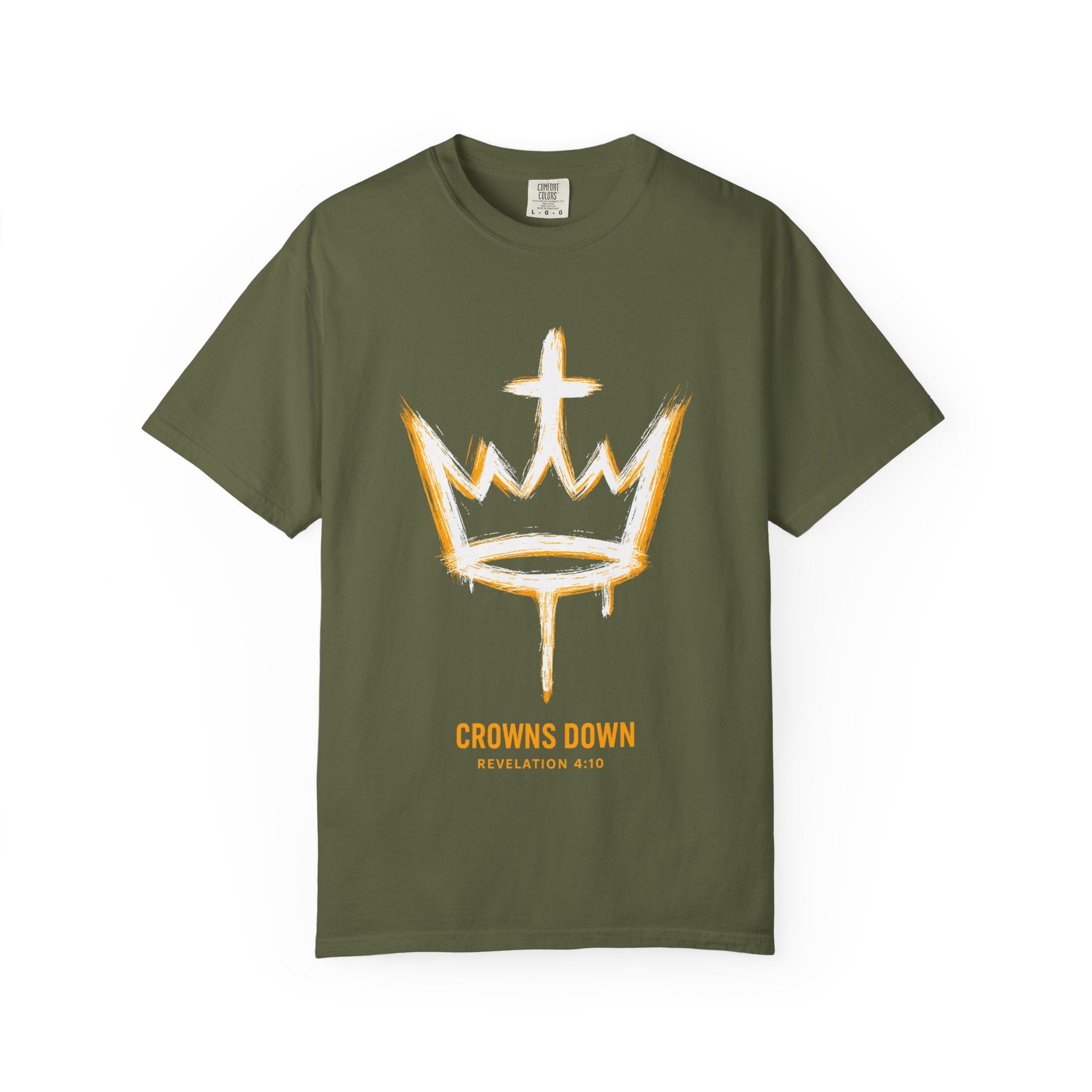 Crowns Down Unisex Garment-Dyed T-Shirt, Inspirational Tee, Casual Wear, Faith-Based Apparel, Unique Gift, Everyday Fashion