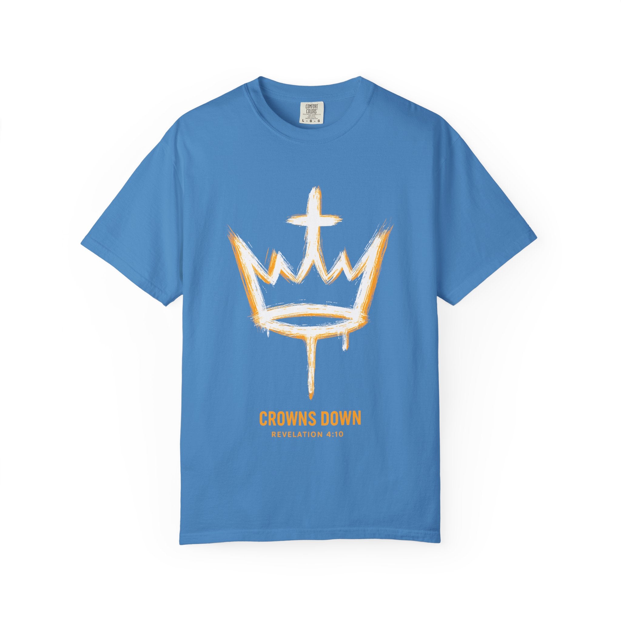 Crowns Down Unisex Garment-Dyed T-Shirt, Inspirational Tee, Casual Wear, Faith-Based Apparel, Unique Gift, Everyday Fashion