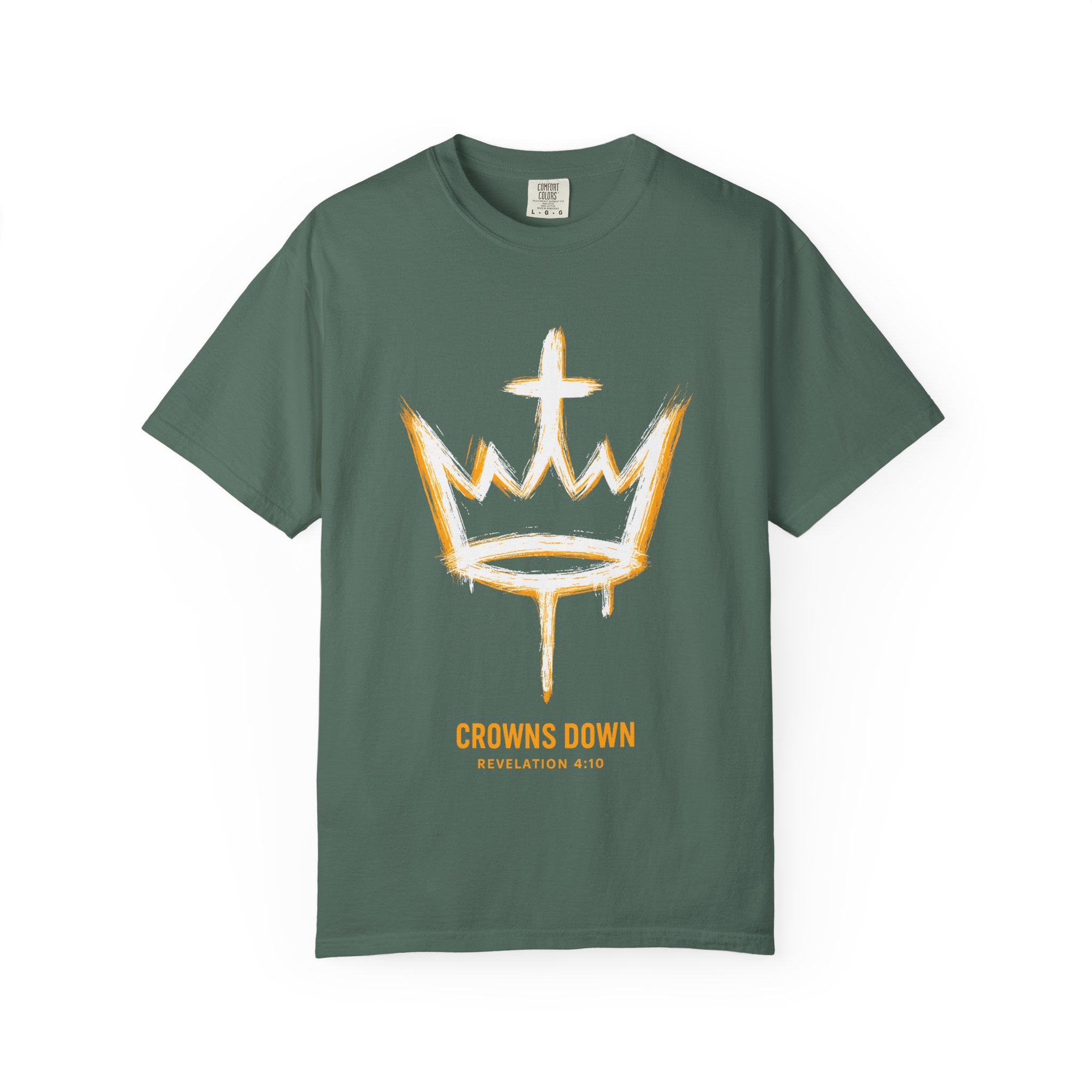 Crowns Down Unisex Garment-Dyed T-Shirt, Inspirational Tee, Casual Wear, Faith-Based Apparel, Unique Gift, Everyday Fashion
