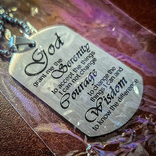 Stainless Steel Prayer Dog Tags - John 3:16 & Serenity Prayer